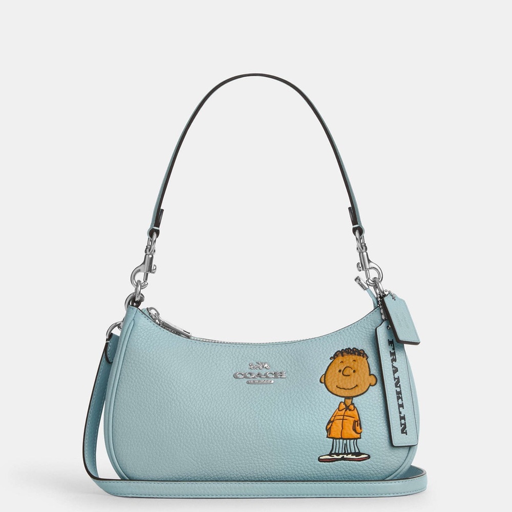Coach X Peanuts Teri Shoulder Bag With Franklin in Pebble Leather CBJ80 NWT
